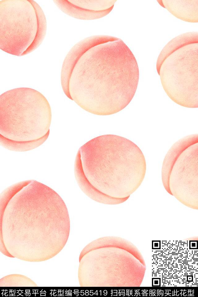 清新水果水蜜桃数码印花华亿平台下载（图片编号: 585419） - 瓦栏（Walan）