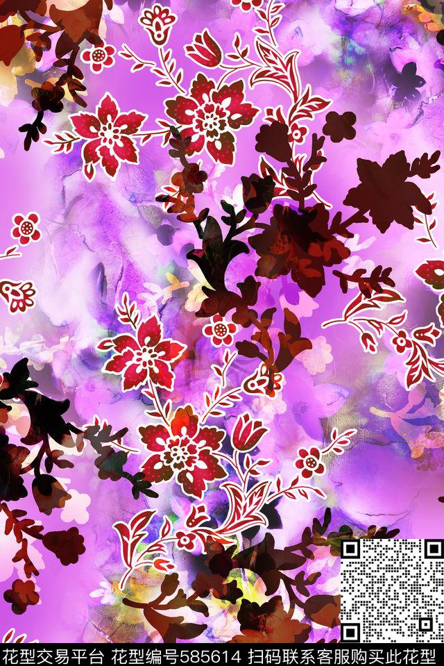 欧美大气抽像炫彩原创数码印花华亿平台下载（图片编号: 585614） - 瓦栏（Walan）