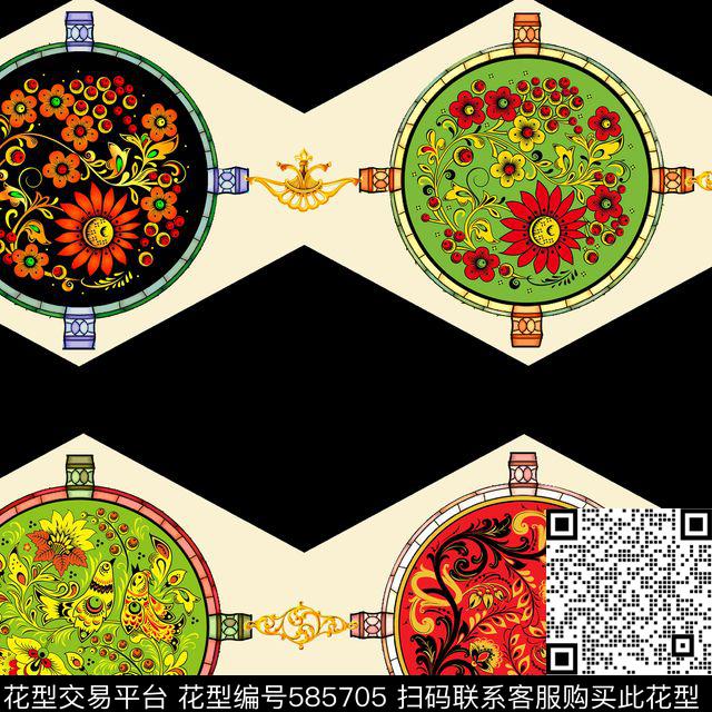 几何花卉传统印花华亿平台下载（图片编号: 585705） - 瓦栏（Walan）