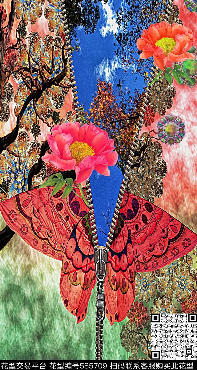 风景花卉珠宝独立裁片数码印花华亿平台下载（图片编号: 585709） - 瓦栏（Walan）