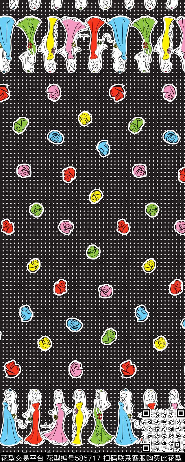 卡通人物花卉传统印花华亿平台下载（图片编号: 585717） - 瓦栏（Walan）