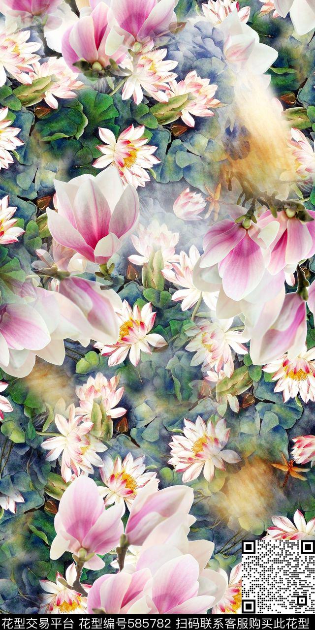 清爽复古女装花卉数码印花华亿平台下载（图片编号: 585782） - 瓦栏（Walan）
