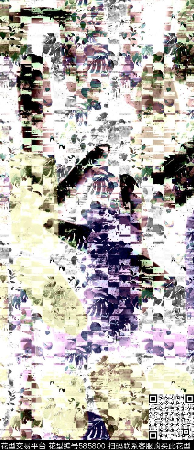 复古花卉几何数码印花华亿平台下载（图片编号: 585800） - 瓦栏（Walan）