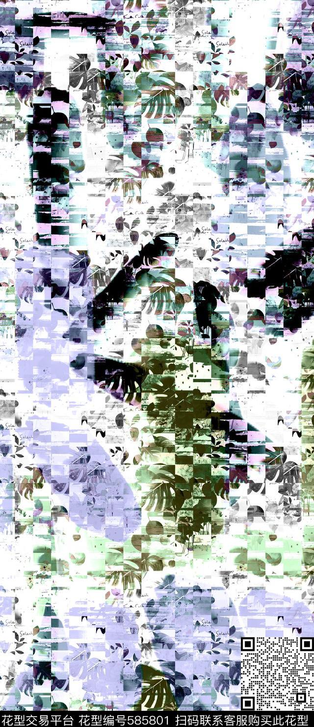 复古花卉几何数码印花华亿平台下载（图片编号: 585801） - 瓦栏（Walan）