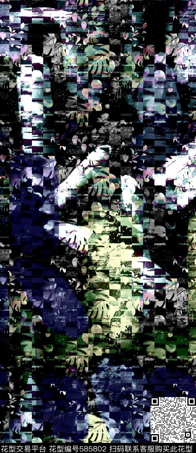 复古花卉几何数码印花华亿平台下载（图片编号: 585802） - 瓦栏（Walan）
