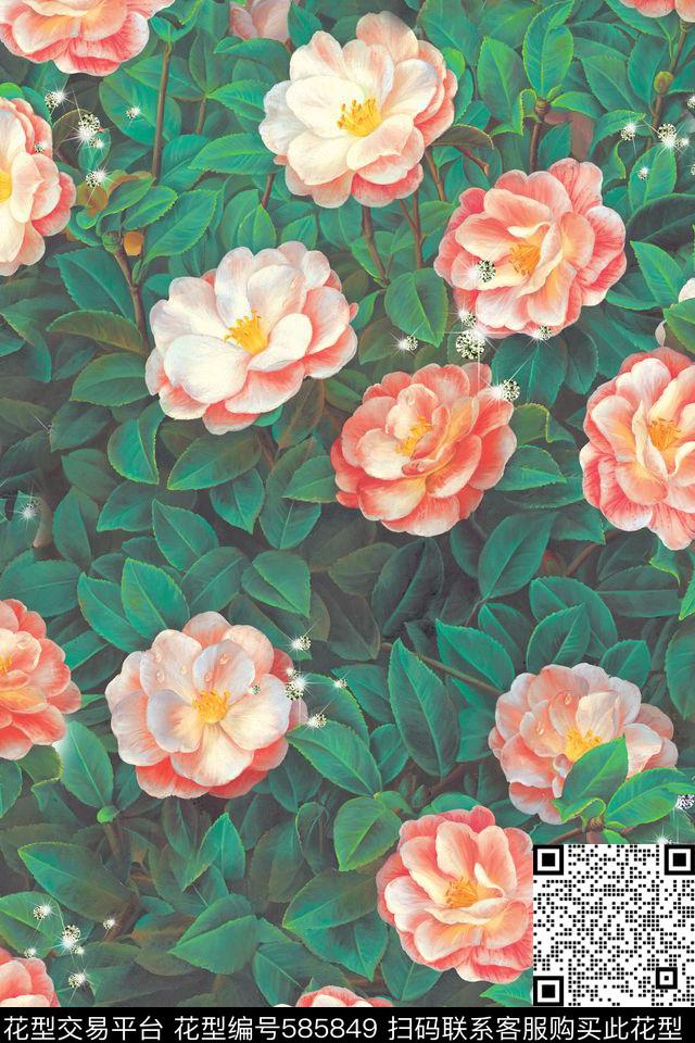 田园风花卉发光体数码印花华亿平台下载（图片编号: 585849） - 瓦栏（Walan）