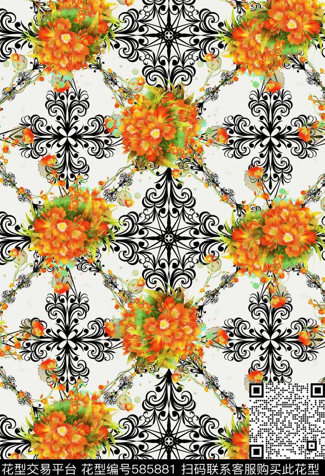 墙纸花纹花卉数码印花华亿平台下载（图片编号: 585881） - 瓦栏（Walan）