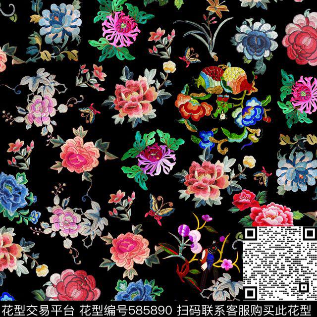 花卉数码印花华亿平台下载（图片编号: 585890） - 瓦栏（Walan）