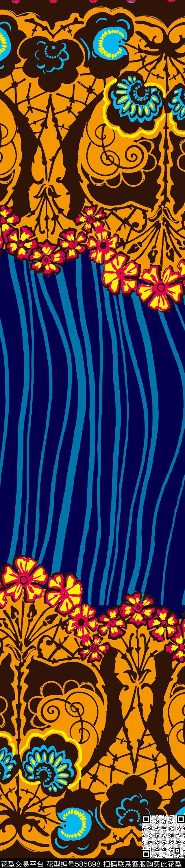 花卉传统波西米亚风格传统印花华亿平台下载（图片编号: 585898） - 瓦栏（Walan）