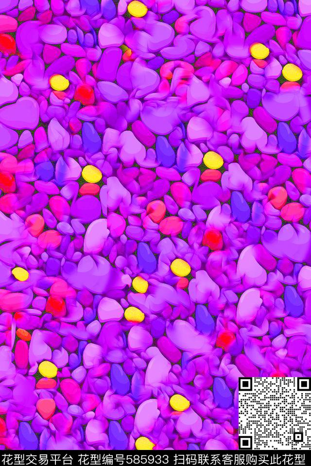 彩色卵石抽象女装流行时尚数码印花华亿平台下载（图片编号: 585933） - 瓦栏（Walan）