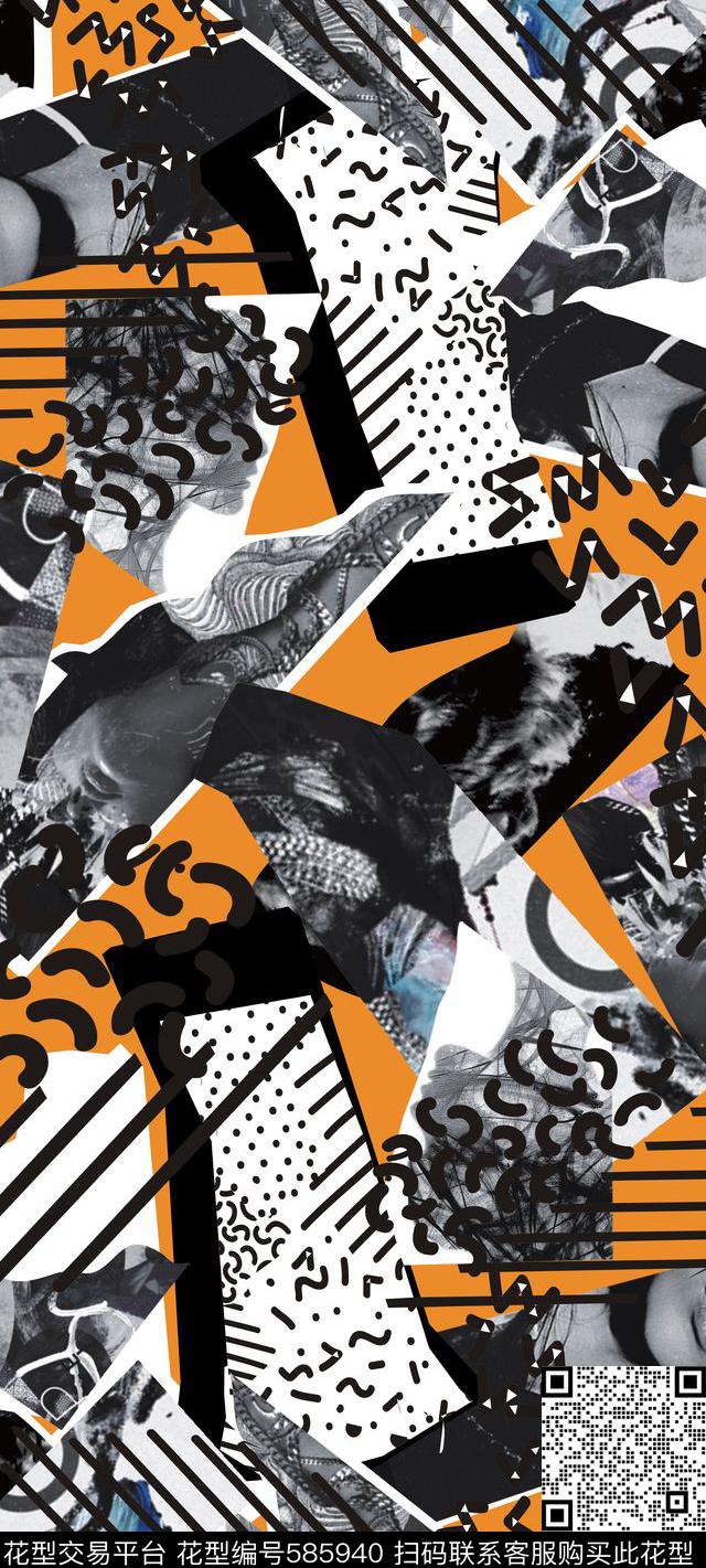 嘻哈头像几何数码印花华亿平台下载（图片编号: 585940） - 瓦栏（Walan）