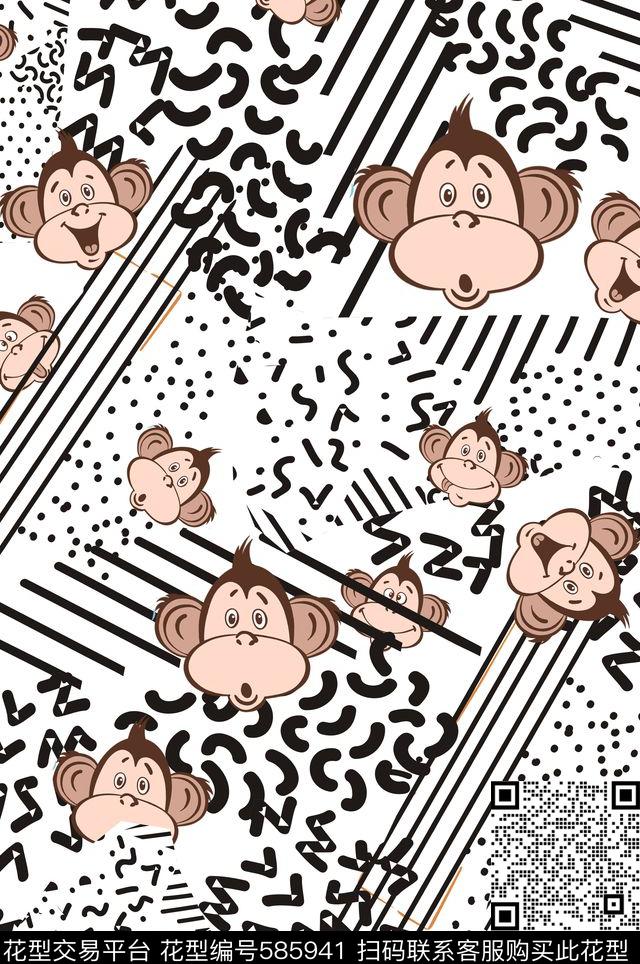 趣味动物线条传统印花华亿平台下载（图片编号: 585941） - 瓦栏（Walan）