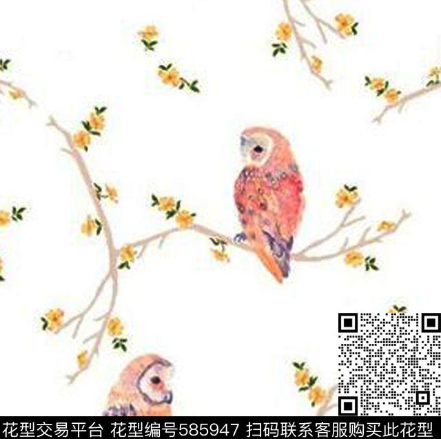 欧美迎春花鹦鹉传统印花华亿平台下载（图片编号: 585947） - 瓦栏（Walan）