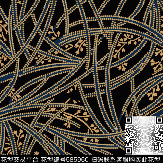 欧美几何花卉传统印花华亿平台下载（图片编号: 585960） - 瓦栏（Walan）