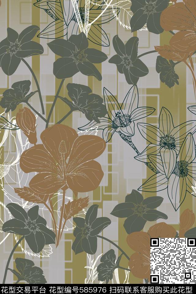 零点--女装复古花卉传统印花华亿平台下载（图片编号: 585976） - 瓦栏（Walan）