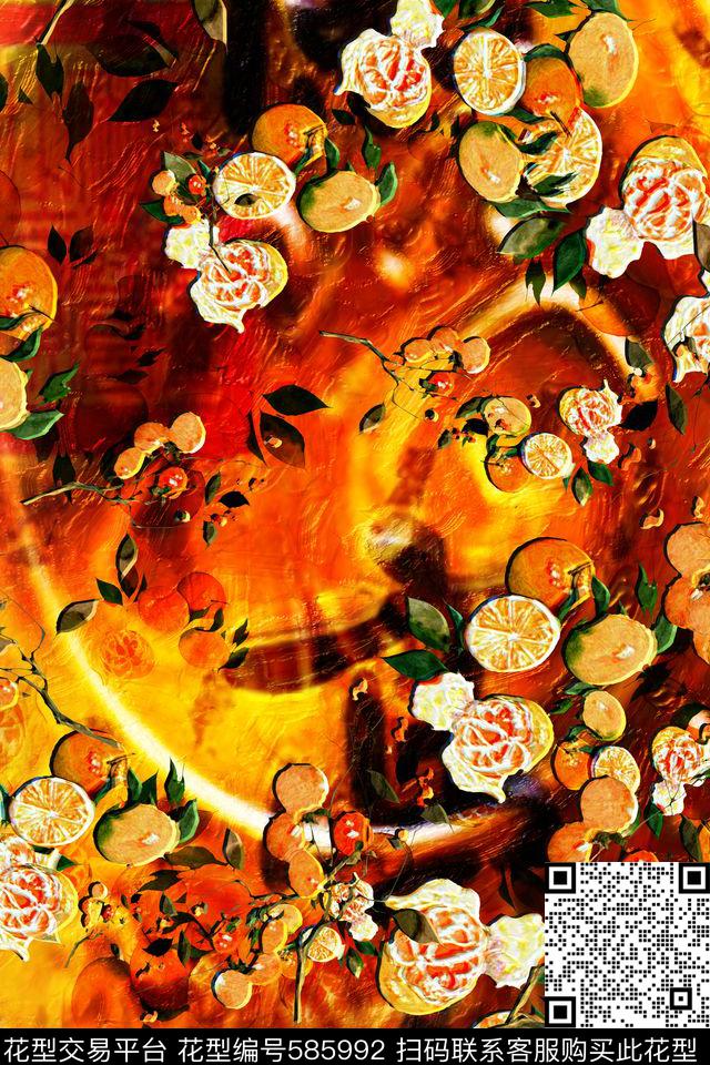 樱桃风景柠檬数码印花华亿平台下载（图片编号: 585992） - 瓦栏（Walan）