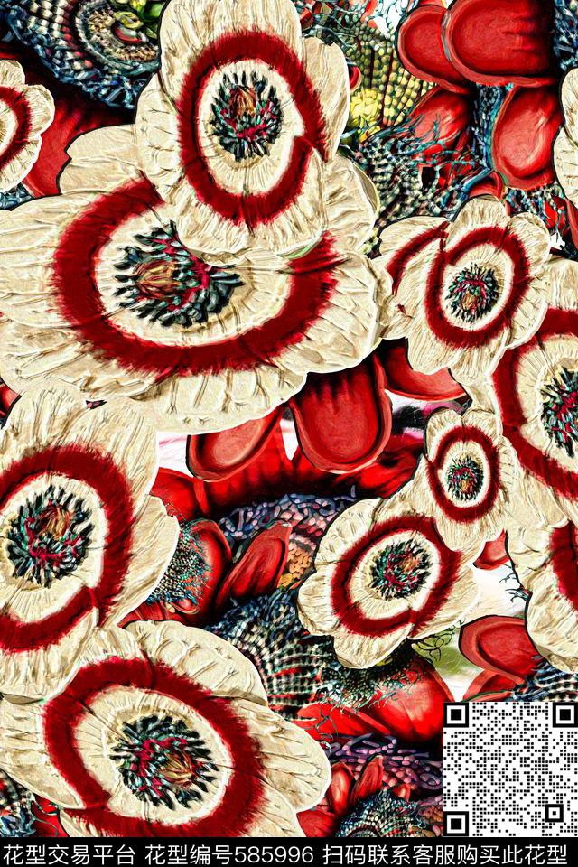 民族风大花风景数码印花华亿平台下载（图片编号: 585996） - 瓦栏（Walan）