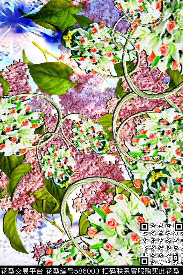 风景波西米亚小碎花数码印花华亿平台下载（图片编号: 586003） - 瓦栏（Walan）