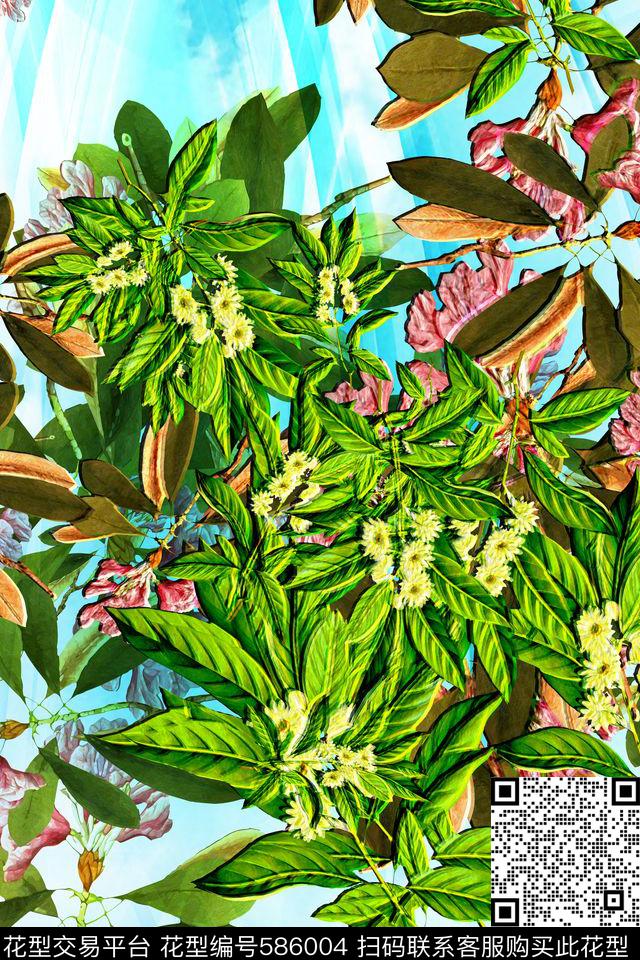 风景树林波西米亚数码印花华亿平台下载（图片编号: 586004） - 瓦栏（Walan）