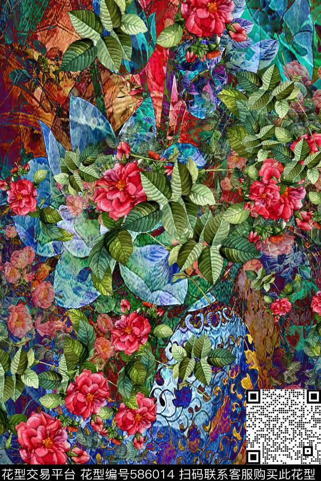 风景连衣裙半身裙小碎花数码印花华亿平台下载（图片编号: 586014） - 瓦栏（Walan）