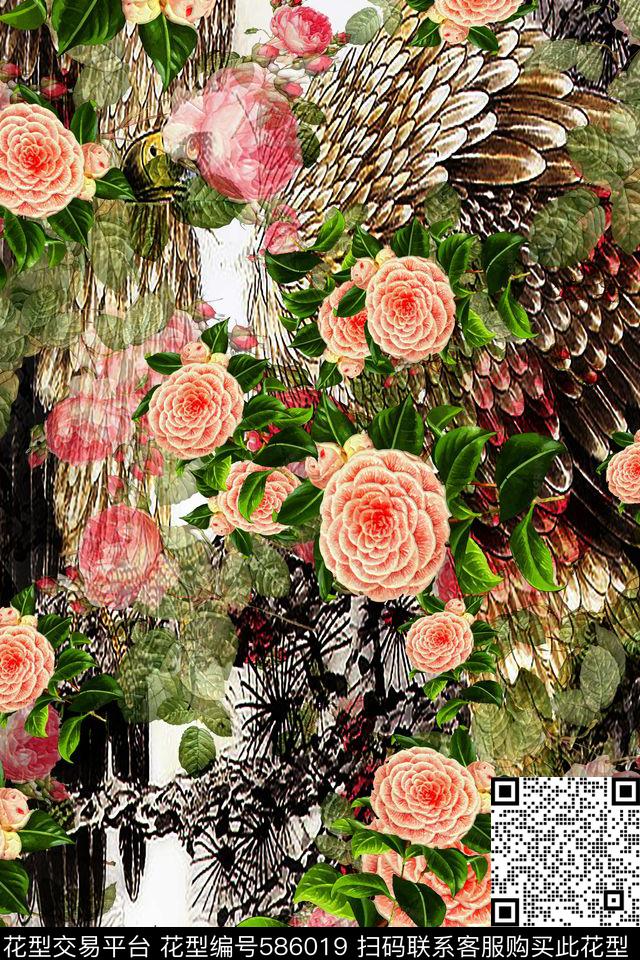 花卉风景工笔画数码印花华亿平台下载（图片编号: 586019） - 瓦栏（Walan）