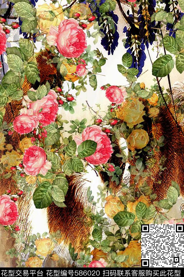 花卉风景趣味数码印花华亿平台下载（图片编号: 586020） - 瓦栏（Walan）
