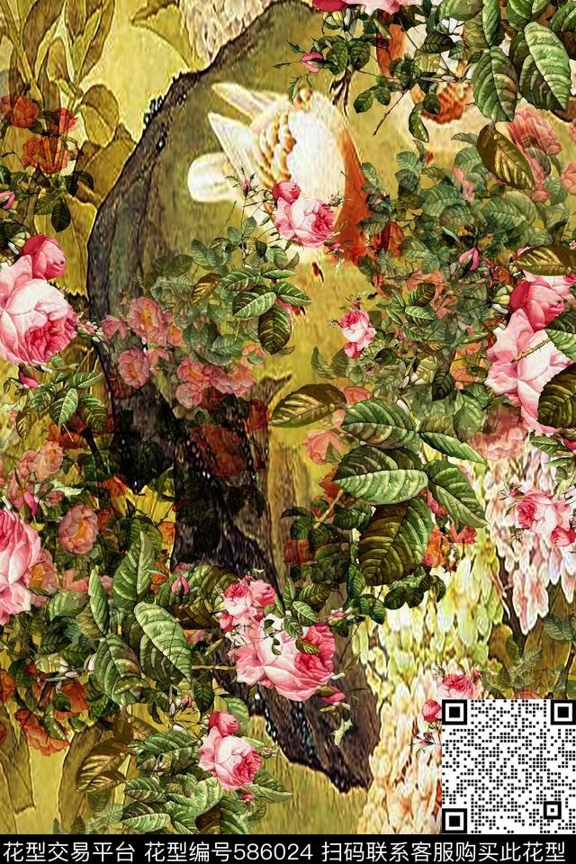 风景波西米亚中国风数码印花华亿平台下载（图片编号: 586024） - 瓦栏（Walan）