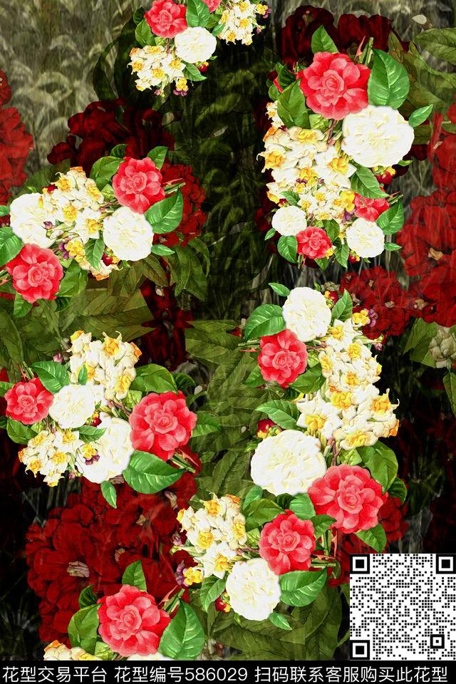 民族风波西米亚玫瑰数码印花华亿平台下载（图片编号: 586029） - 瓦栏（Walan）