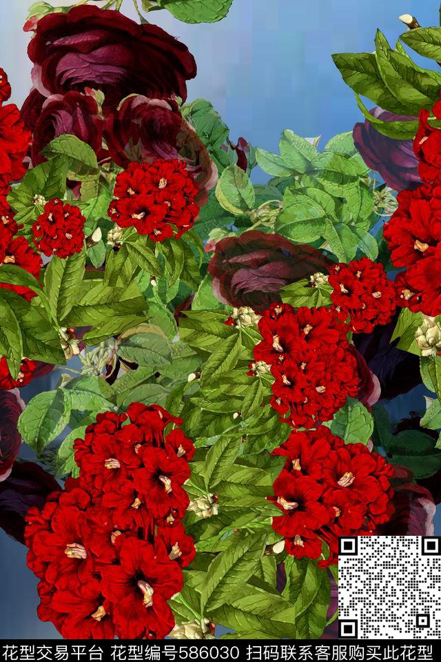 风景民族风大花数码印花华亿平台下载（图片编号: 586030） - 瓦栏（Walan）