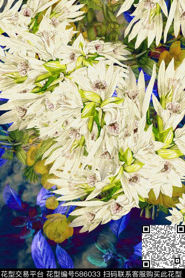 花朵女装抽象数码印花华亿平台下载（图片编号: 586033） - 瓦栏（Walan）