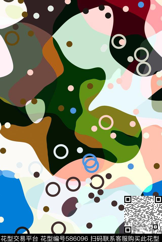 几何迷彩变换传统印花华亿平台下载（图片编号: 586096） - 瓦栏（Walan）