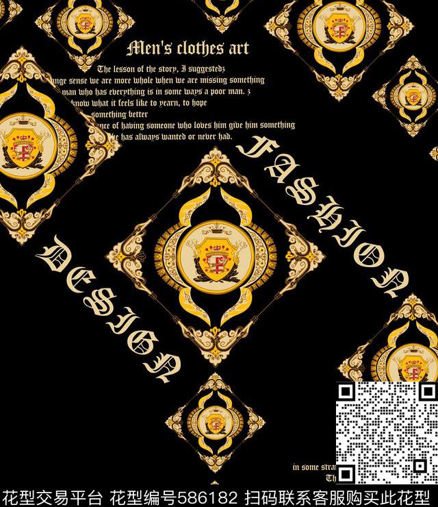 时尚休闲图腾英文传统印花华亿平台下载（图片编号: 586182） - 瓦栏（Walan）