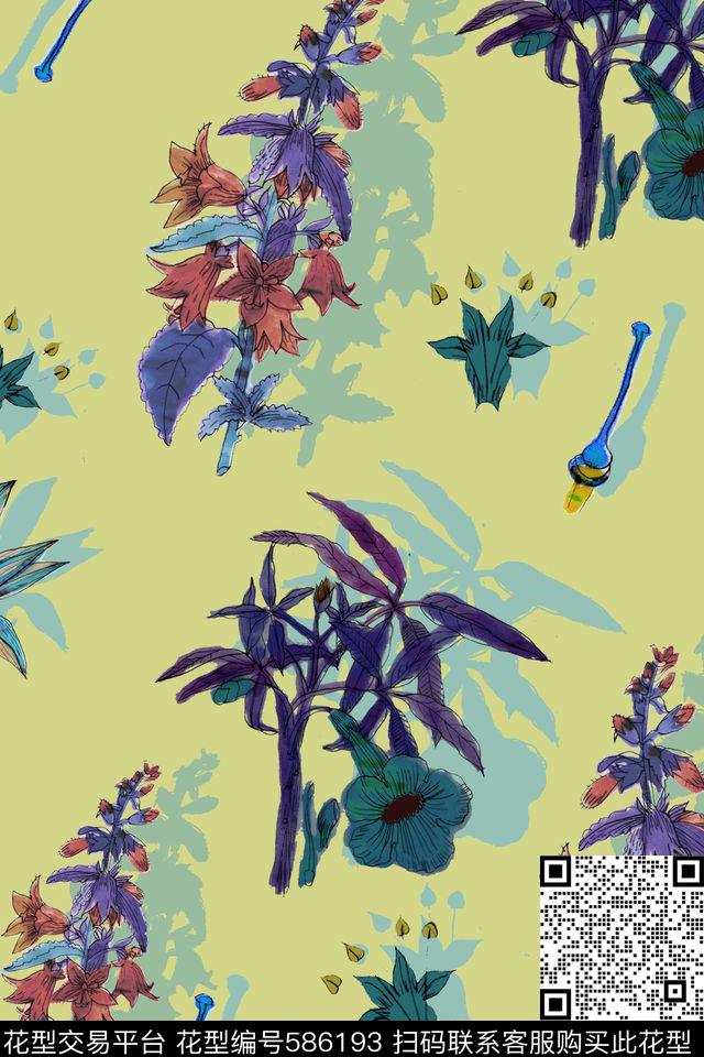 前卫植物衬衫数码印花华亿平台下载（图片编号: 586193） - 瓦栏（Walan）