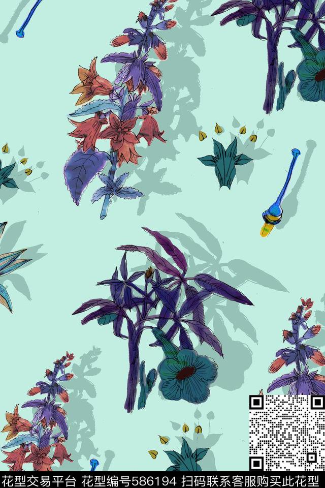 前卫植物衬衫数码印花华亿平台下载（图片编号: 586194） - 瓦栏（Walan）