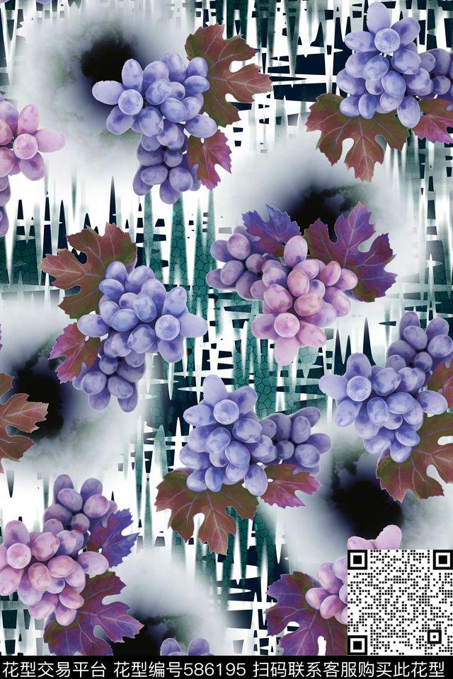 花卉葡萄女装数码印花华亿平台下载（图片编号: 586195） - 瓦栏（Walan）