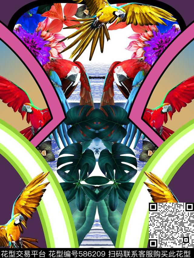 定位抽象拼接数码印花华亿平台下载（图片编号: 586209） - 瓦栏（Walan）