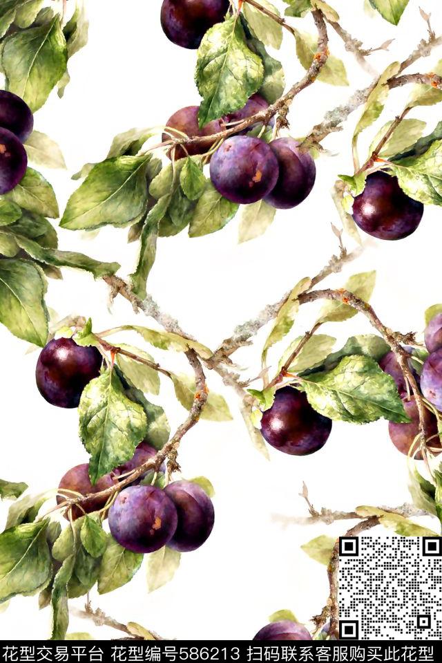 樱桃水果花女装裙数码印花华亿平台下载（图片编号: 586213） - 瓦栏（Walan）