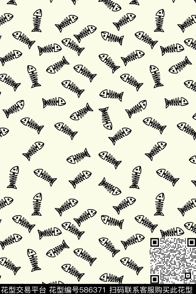 简单可爱鱼骨印花童装男装女装流行时尚传统印花华亿平台下载（图片编号: 586371） - 瓦栏（Walan）