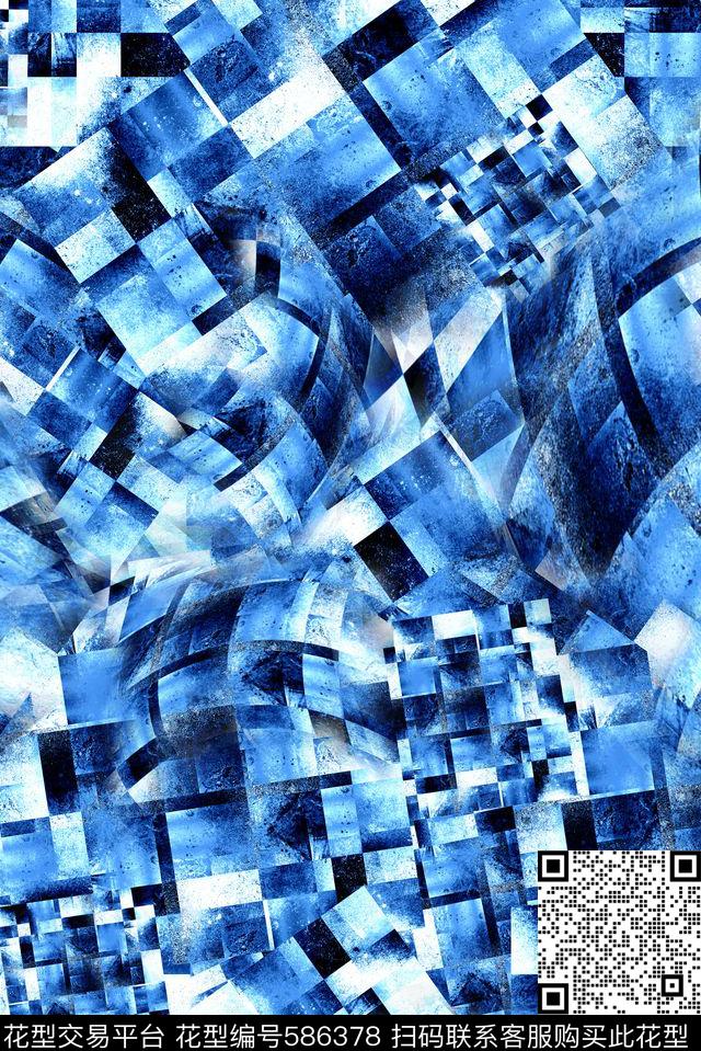 抽象几何正方形数码印花华亿平台下载（图片编号: 586378） - 瓦栏（Walan）