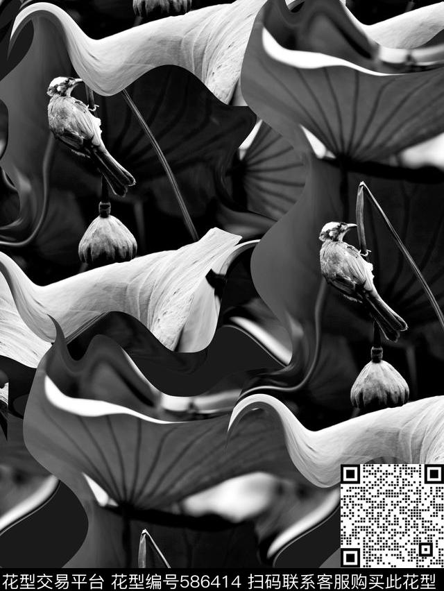 复古荷叶潮流数码印花华亿平台下载（图片编号: 586414） - 瓦栏（Walan）