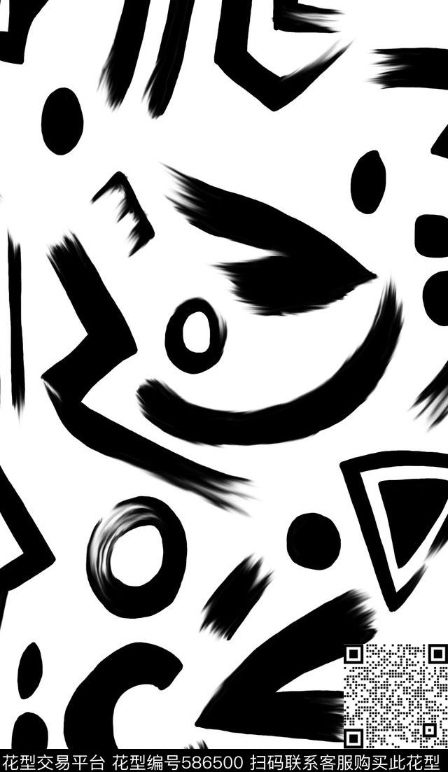 欧美几何水墨传统印花华亿平台下载（图片编号: 586500） - 瓦栏（Walan）