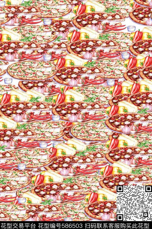 手绘匹萨汉堡包数码印花华亿平台下载（图片编号: 586503） - 瓦栏（Walan）