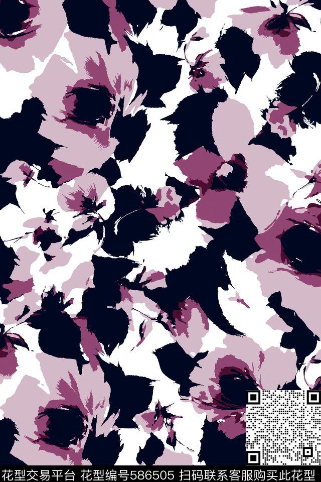 热带抽象花朵数码印花华亿平台下载（图片编号: 586505） - 瓦栏（Walan）