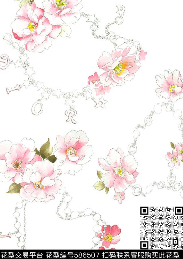 高清花卉花卉水彩数码印花华亿平台下载（图片编号: 586507） - 瓦栏（Walan）