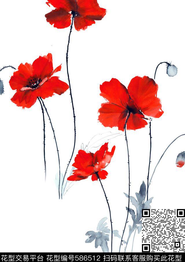 高清花卉花卉水彩数码印花华亿平台下载（图片编号: 586512） - 瓦栏（Walan）