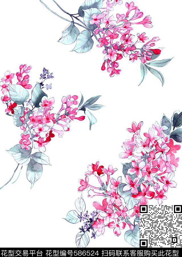 高清花卉花卉水彩数码印花华亿平台下载（图片编号: 586524） - 瓦栏（Walan）