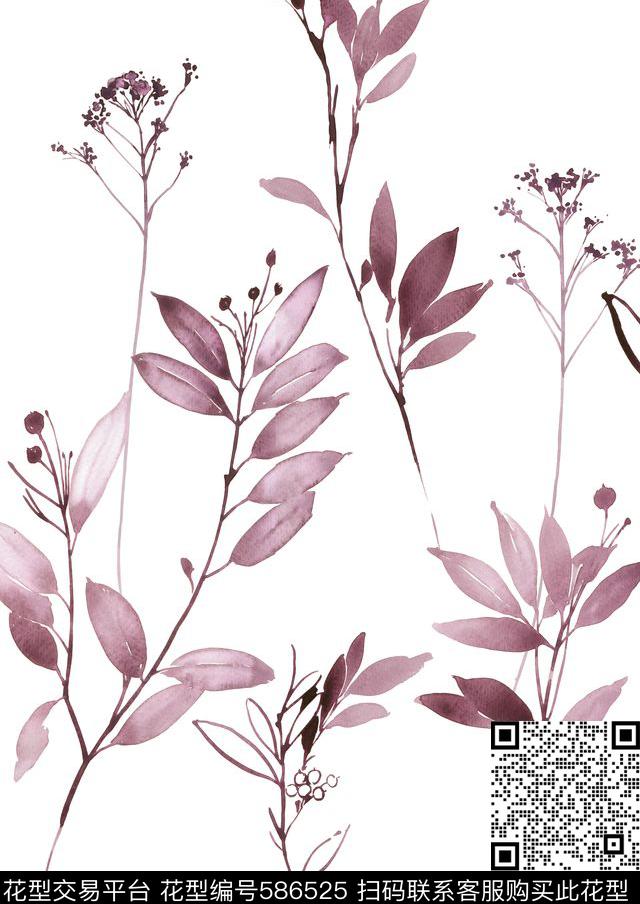 高清花卉花卉手绘数码印花华亿平台下载（图片编号: 586525） - 瓦栏（Walan）