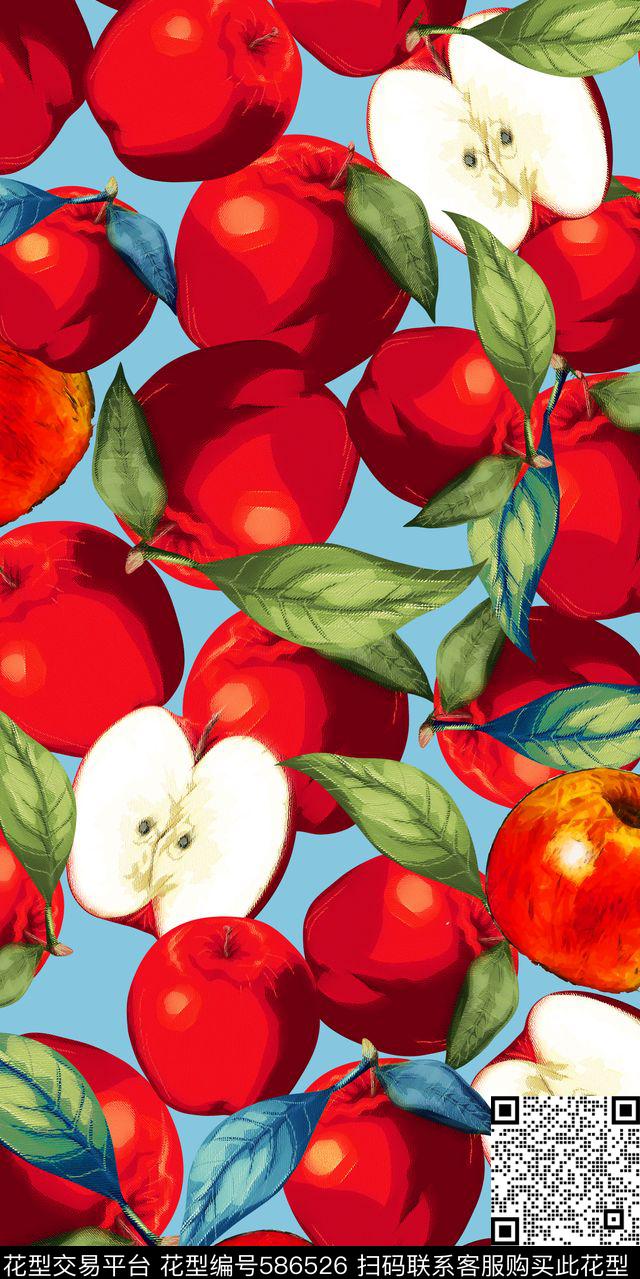 手绘时尚秋冬红苹果杜嘉班纳DG走秀时装周Dolce&Gabbana连衣裙卫衣衬衫裙子裤子N【植物】数码印花华亿平台下载（图片编号: 586526） - 瓦栏（Walan）