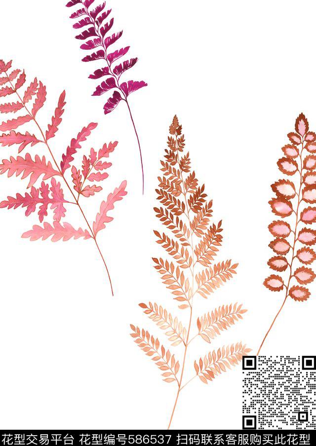 高清花卉叶子水彩数码印花华亿平台下载（图片编号: 586537） - 瓦栏（Walan）