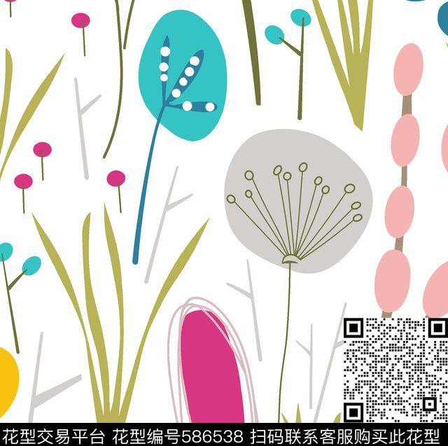 清新几何花卉2017年春季款传统印花华亿平台下载（图片编号: 586538） - 瓦栏（Walan）